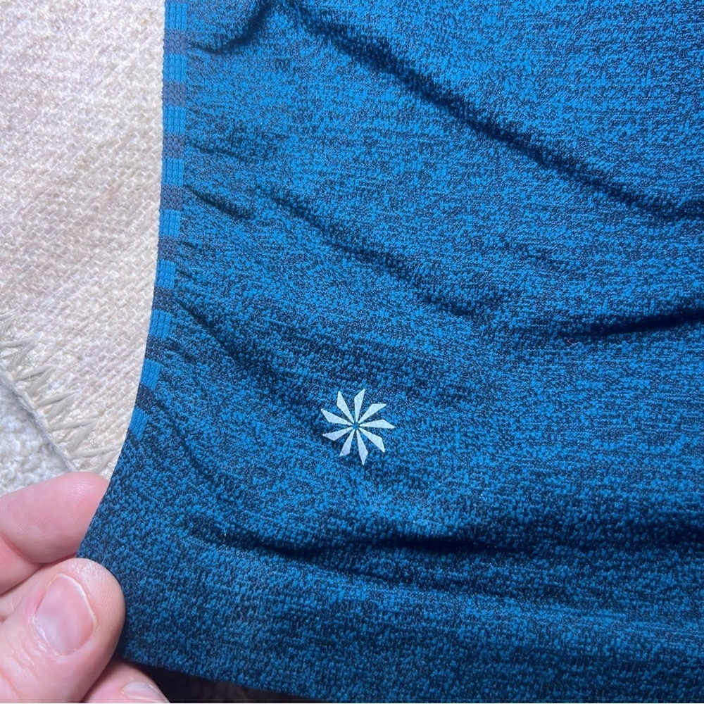 Athleta Racerback Top Womens Size M Activewear Blue Space Dye Gym Rouching - Picture 5 of 7